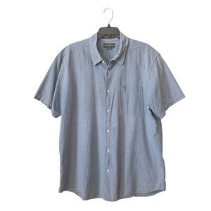 Eddie Bauer Classic Fit Shirt Mens Size XL Blue Plaid Short Sleeve Pocket Casual